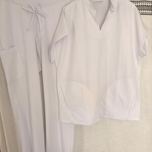 Mandala White Scrub Top and Pants Set